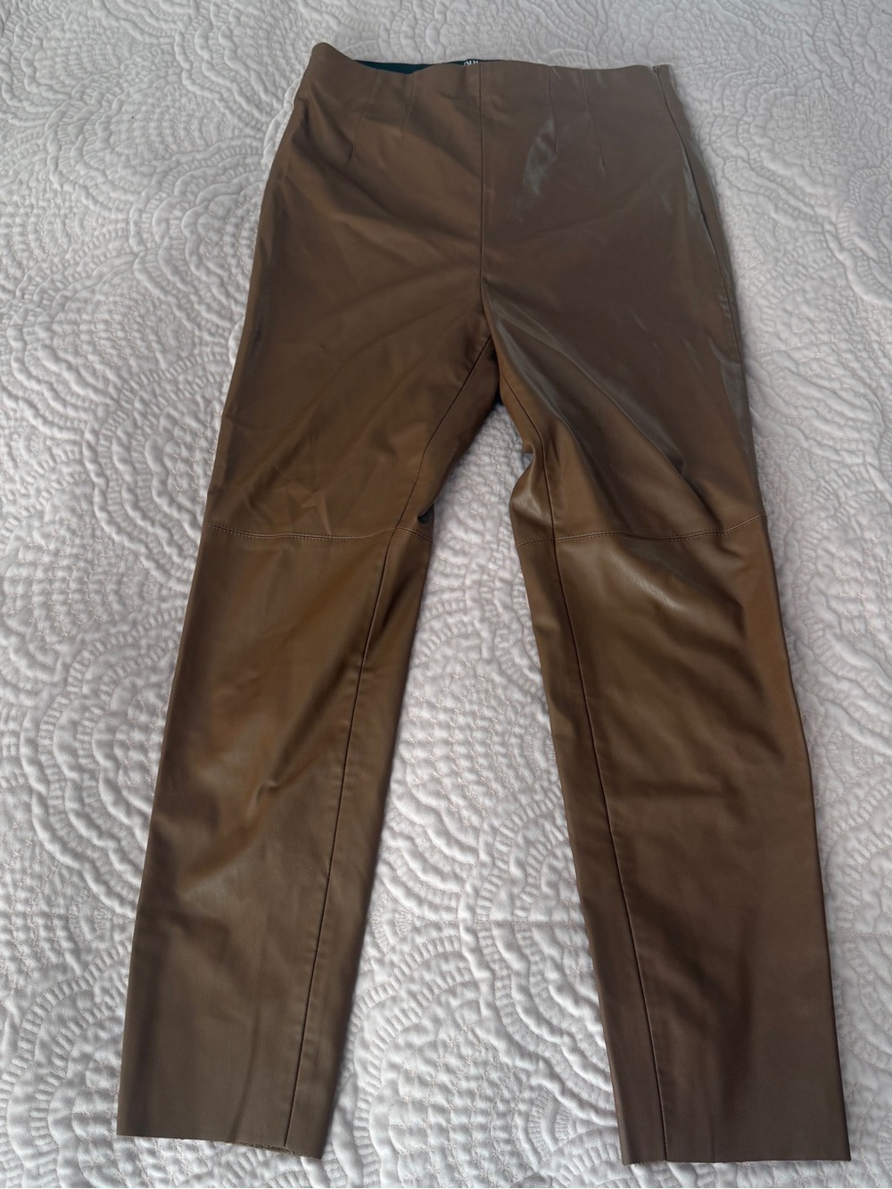 Zara Brown Straight-Leg Faux Leather Pants